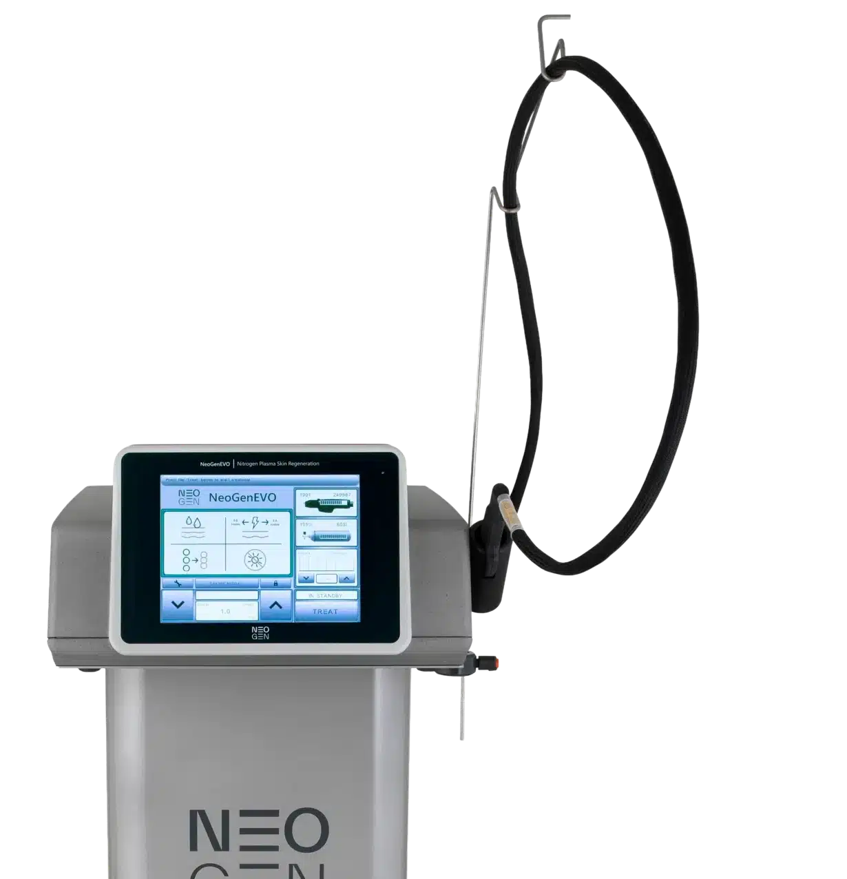 NeoGen EVO device with its touchscreen console and handpiece